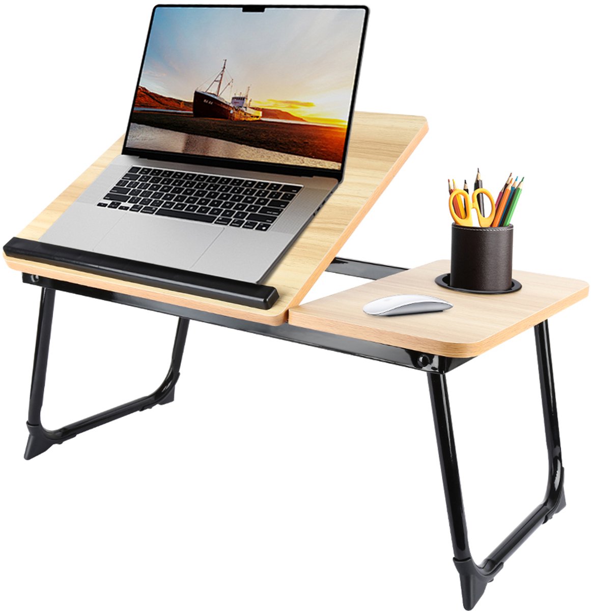 PIPIPOXER Bedtafel-Laptoptafel voor laptop - tablet - Ontbijt op bed-Ontbijttafel-Tablethouder -Bedtafel - Inklapbaar -zwart