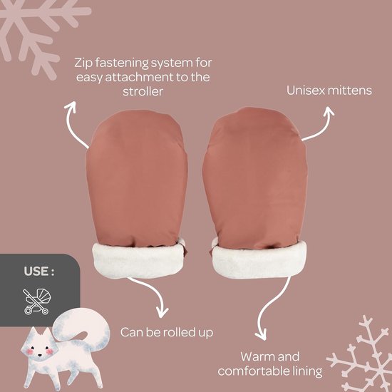 Kinderwagen Handwarmers - Mouw / Wanten - Bescherming tegen kou - Waterdicht en winddicht - 26 x 18 cm - Oranje — afbeelding 2