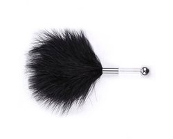 Kietelaar - Veerpluim - Feather tickler - Massageveer - Sensuele accessoire - Zachte veren - Ontspanningsmassage - Streelveer - Strelen - Erotisch speeltje - Zwart - 1 stuk - Jonyx