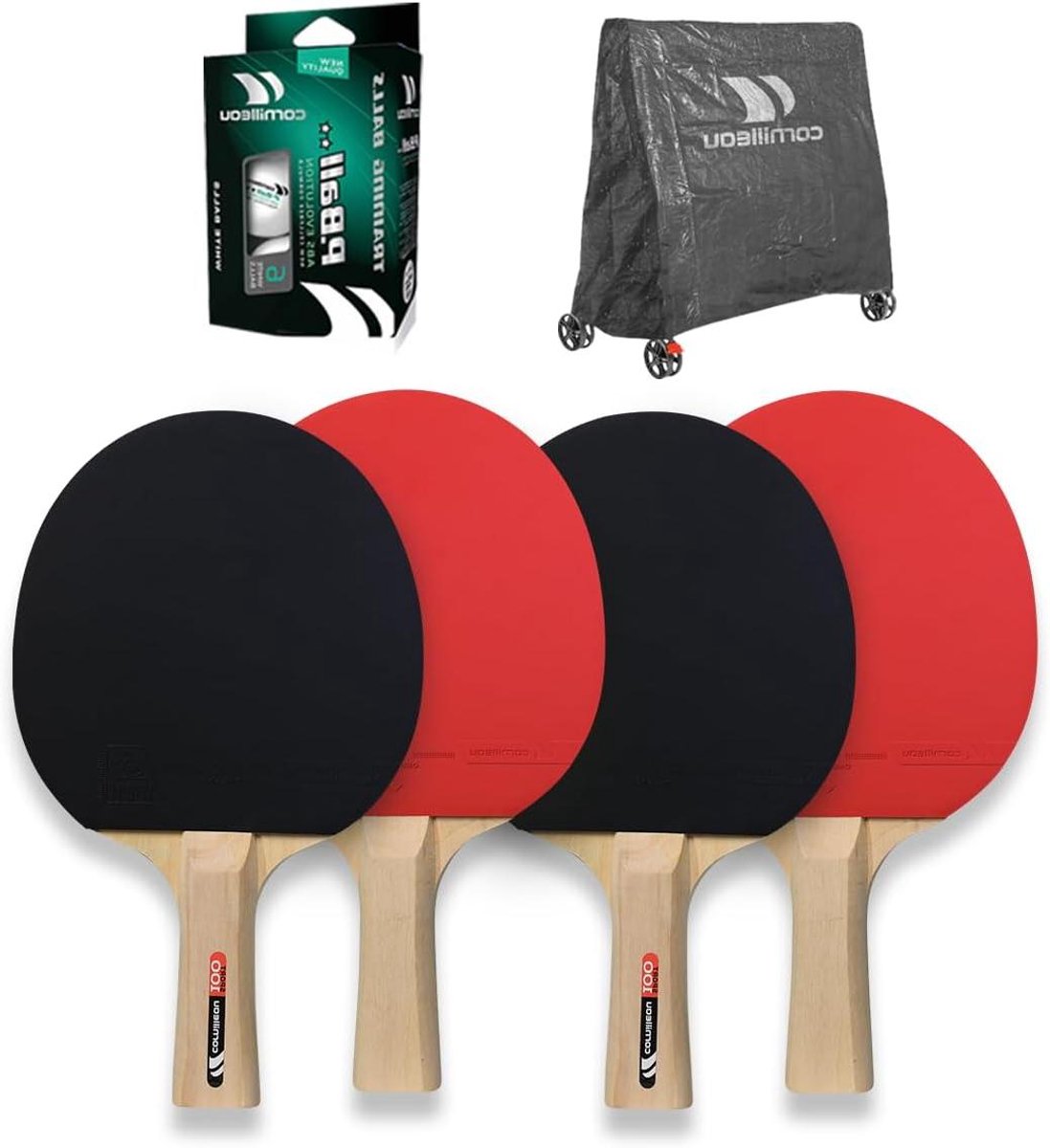 Tafeltennis Set - Pingpong Uitrusting - Indoor Spelen - Compleet Pakket - 4 Batjes 6 Ballen - Grijs