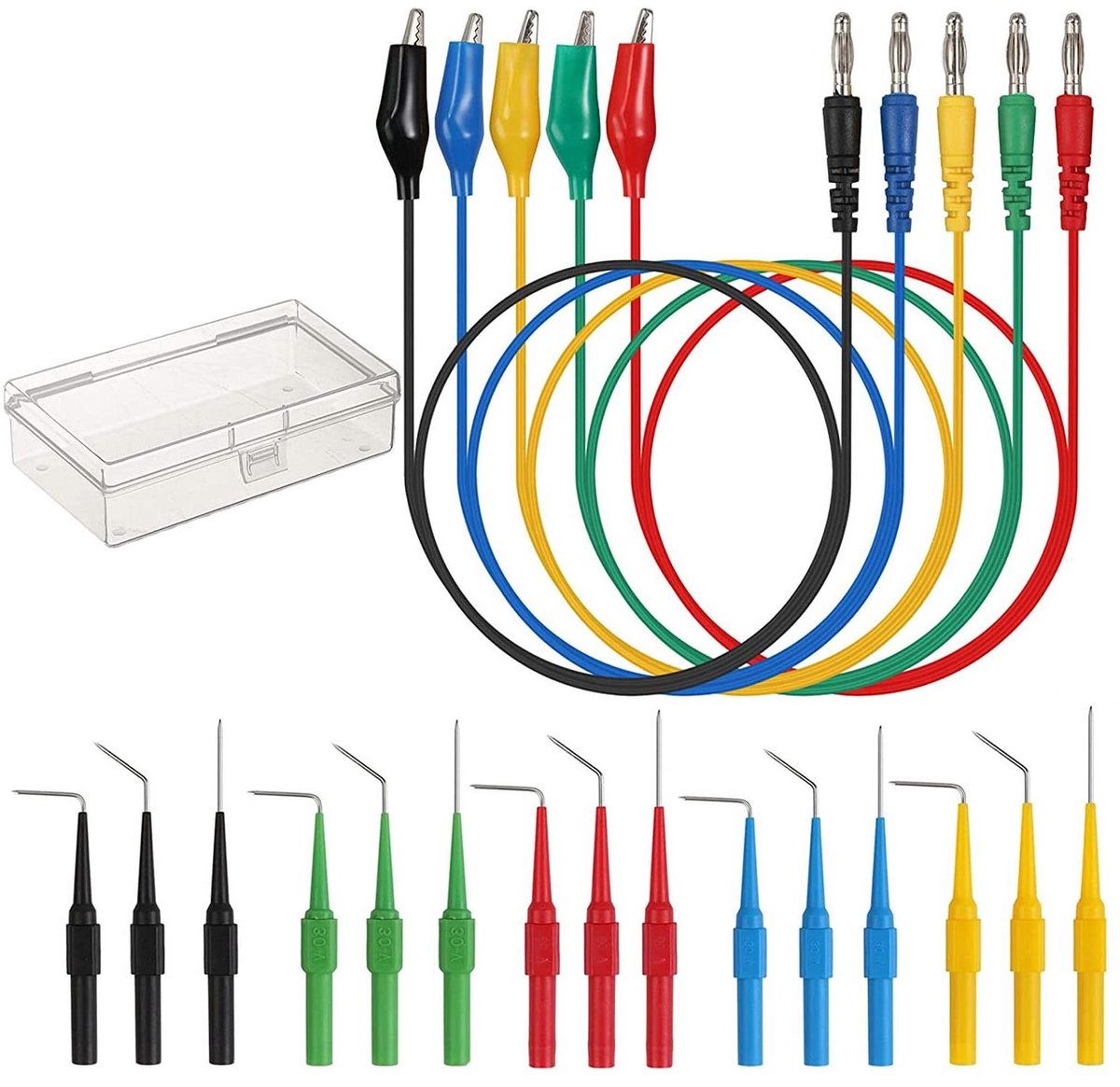Testsonde Set - Meetpennen - Elektrische Diagnose - 20-delig - 30 cm Kabel - Multicolor