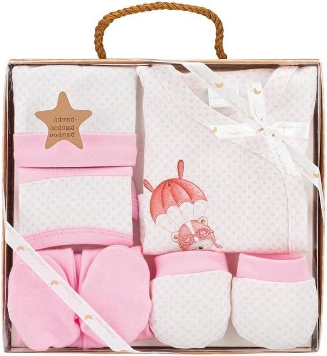 Baby Cadeauset - Kraamcadeau Set - Eerste Baby Benodigdheden - 5 Delig - 0-6 Maanden - Roze