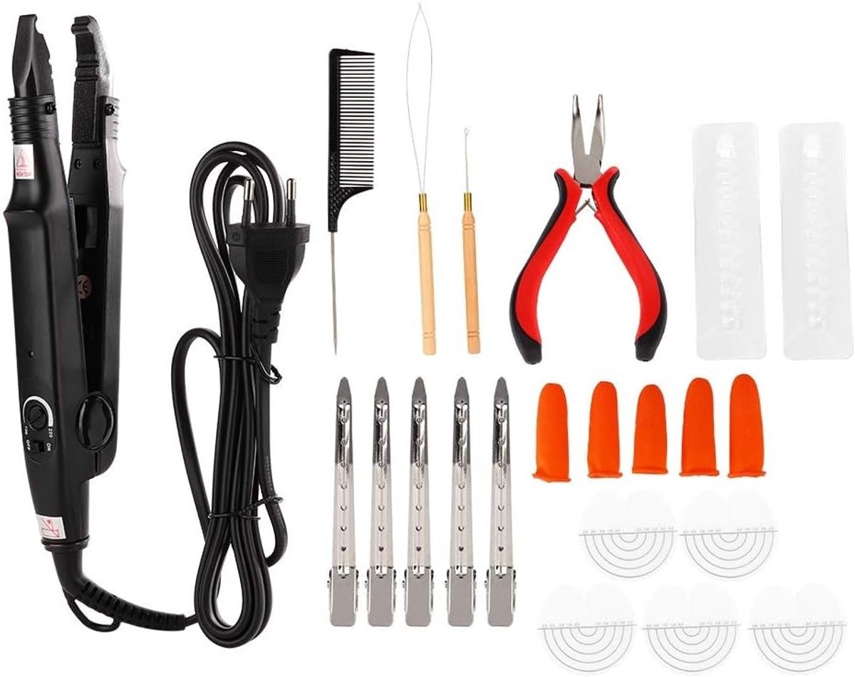 Professionele Haarverlenging Gereedschap Set met Keratine, Styling Tool en Verwarmde Connector voor Thuis en Salon Gebruik