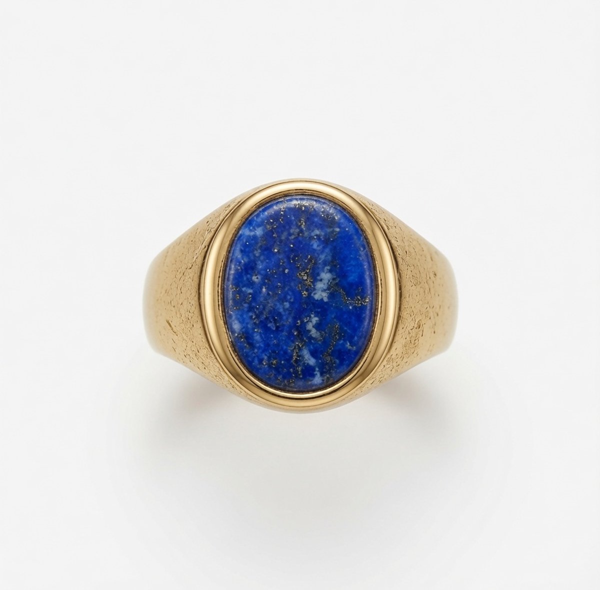 Goudkleurige No-Fade Waterproof Lapis Lazuli Zegelring 18mm - 316L RVS