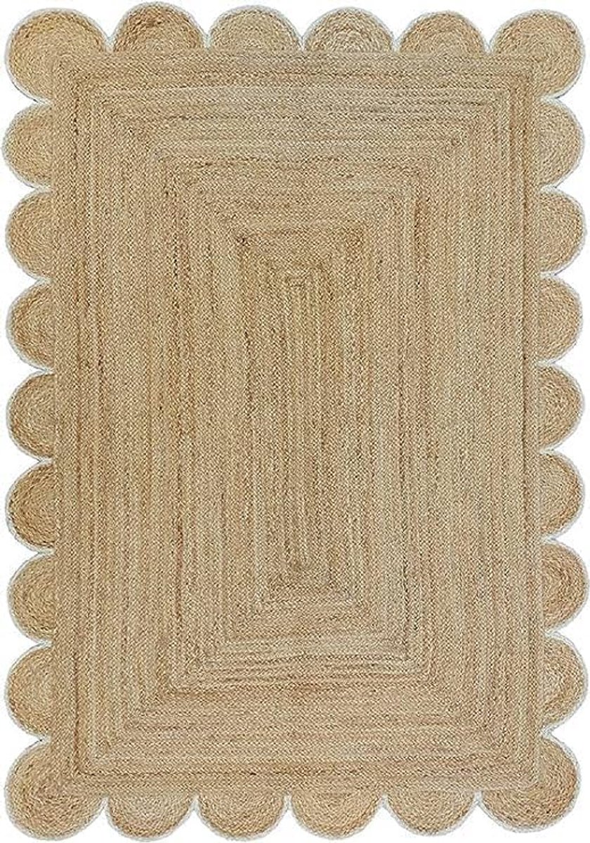 vloerkleed voor huis- en woonkamerdecoratie, rechthoekig geschulpte vintage jute vloerkleed, natuurlijk tapijt (60 x 300 cm, gebroken wit)