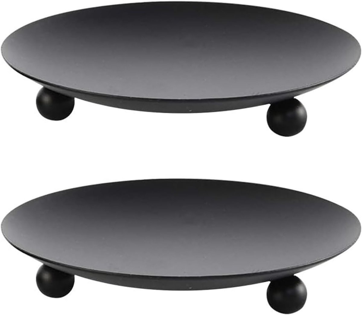 Kaarshouders, ijzeren pijlerkaarsstandaard, vintage pijlerkaarsplaatbak, metalen kandelaar, decoratieve kaarsstok washouder voor aromatherapie Kerstmis Bruiloft, Zwart