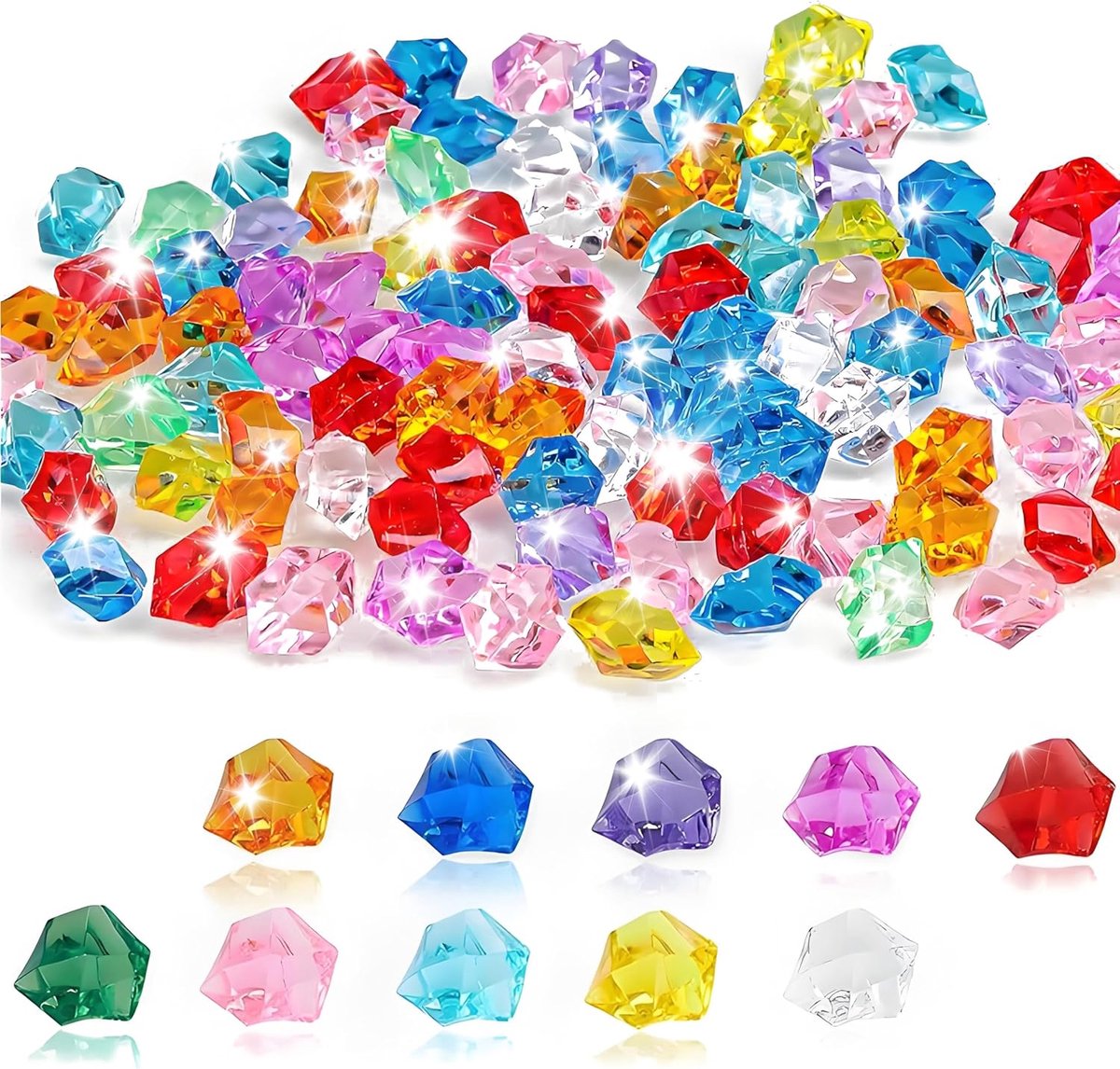 Ongeveer 400 edelstenen voor kinderen, kinderen edelstenen, blauwe glazen stenen, decoratieve kristalstenen, kinderen edelstenen, acryl diamanten kinderen, blauwe diamanten decoratie