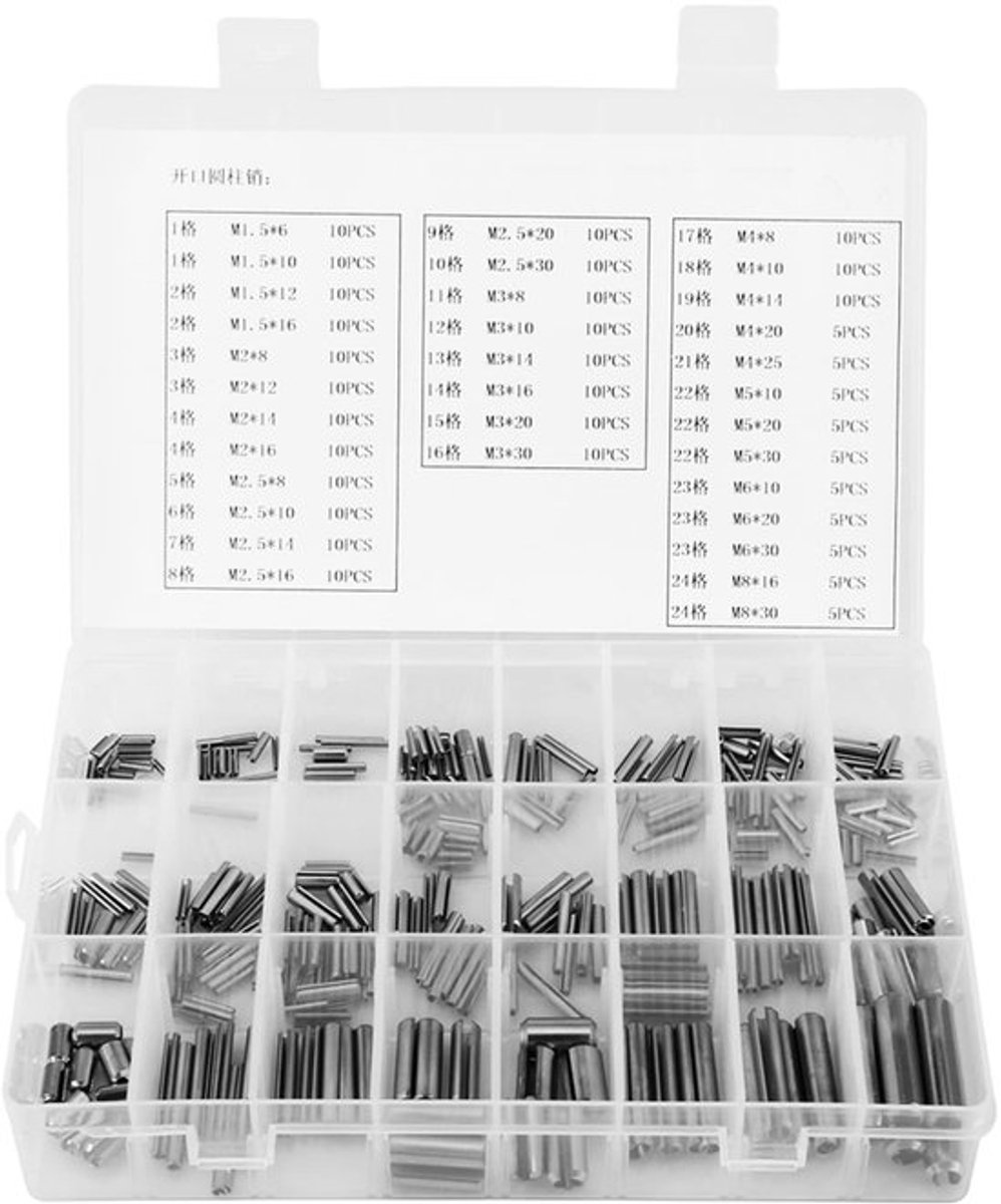 Dailygoody - Rvs Lente Spannstift - Veerpennen Set - 280 Stuks