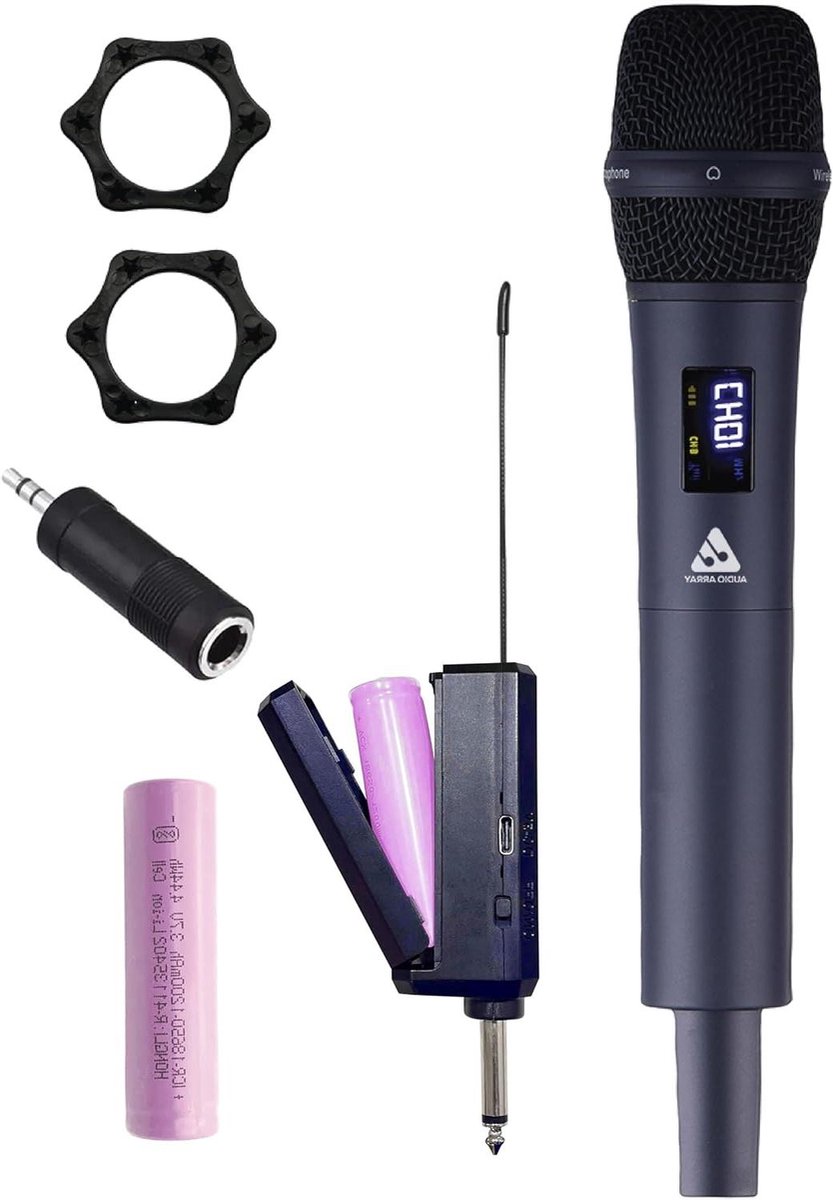 Draadloze Microfoon Set - UHF Microfoon Solo Microfoon - Karaoke Zingen - Plug and Play - 50 m Bereik - Metaal