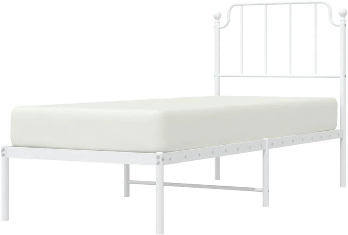 Metalen Bedframe - Ledikant Hoofdbord - Slaapkamer Inrichten - Robuuste Staalconstructie - 80x200 cm - Wit