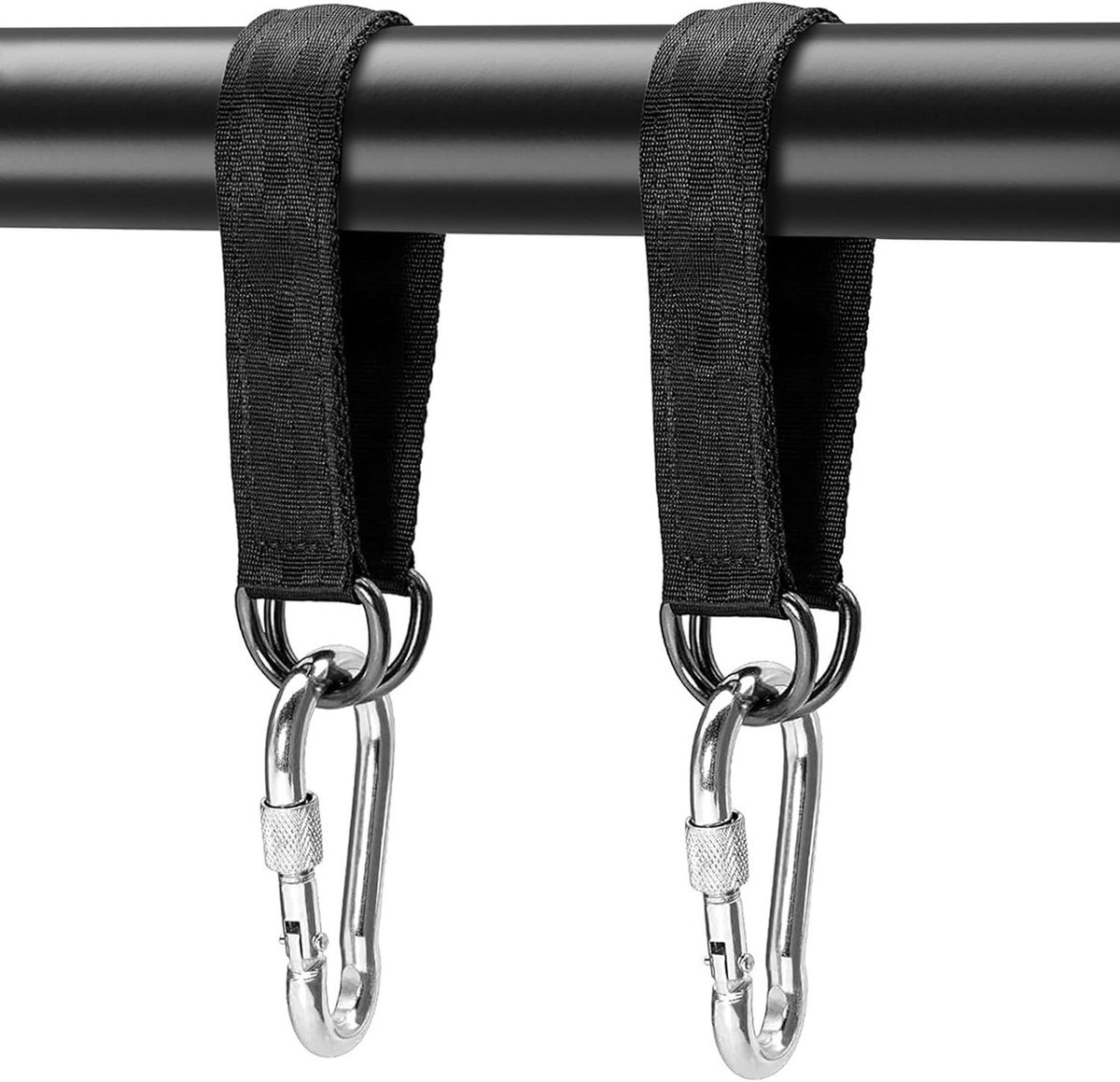 Hangmat Bevestiging - Schommelriem Ophanging - Tuin Ontspanning - Dubbel Gestikt Nylon - 2 Stuks - Zwart