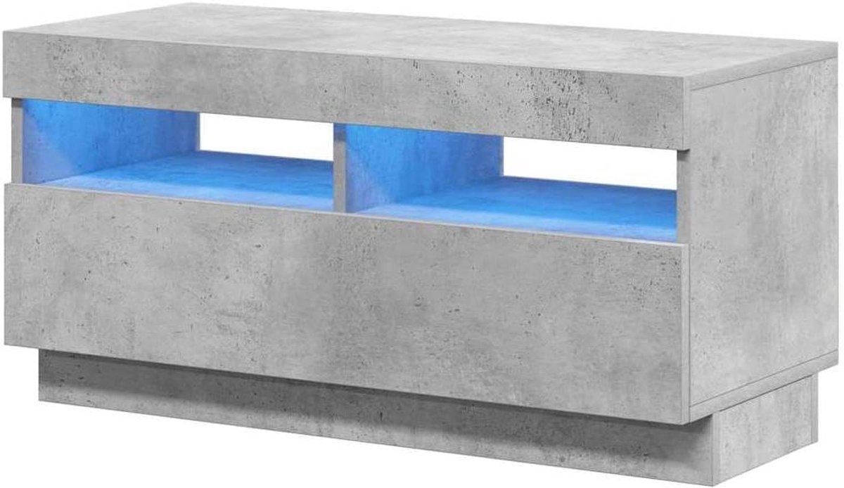 Tv-meubel met LED - Mediabureau Hifi-kast - Entertainment organiseren - RGB Kleurinstelling - 80x35x40 cm - Betongrijs
