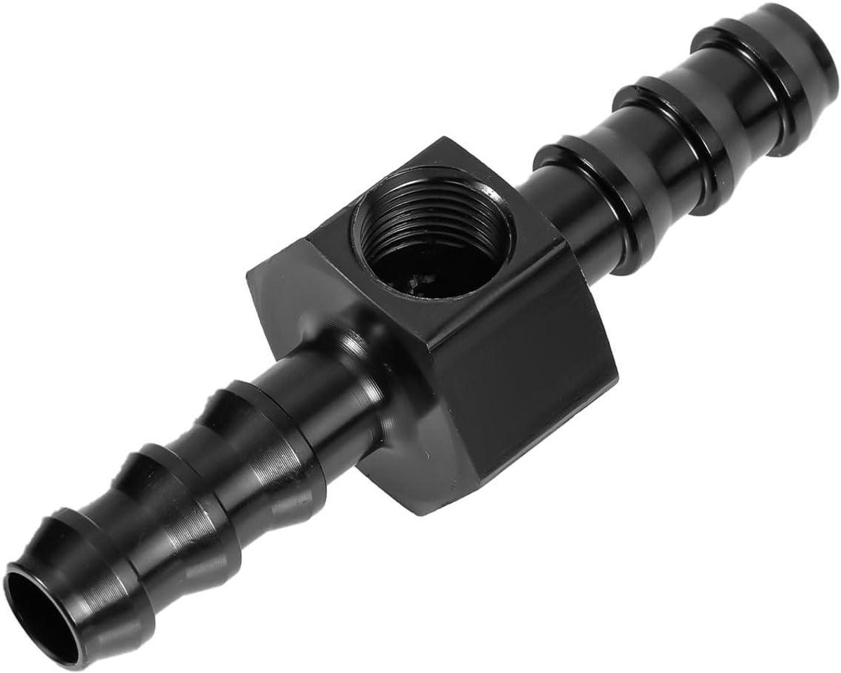 Brandstofdruk Meter Adapter - Brandstofkoppeling Gauge - Brandstofsysteem Testen - Aluminium Constructie - 5/16 Inch - Zwart