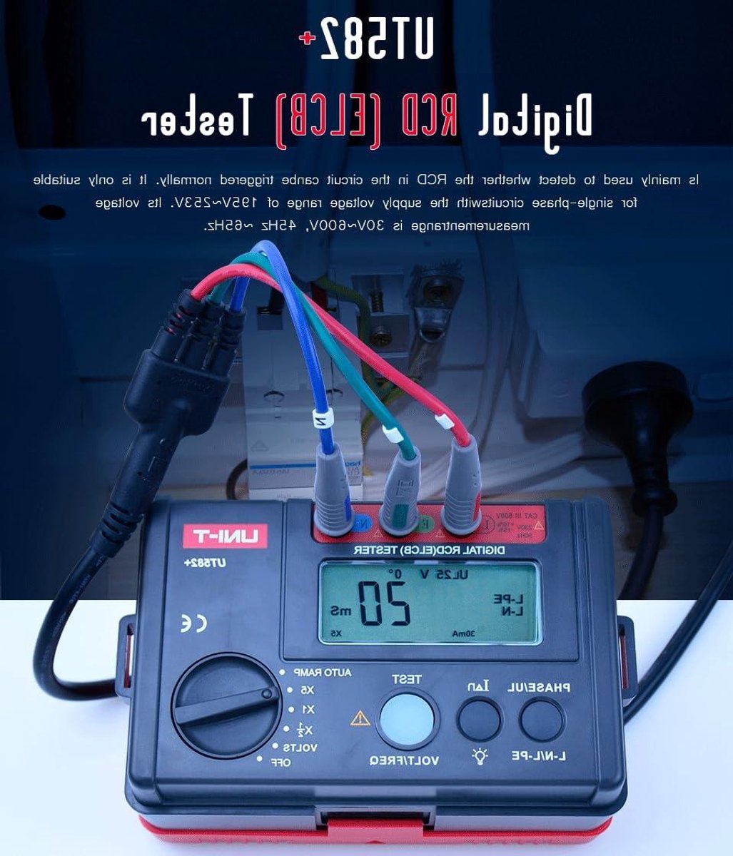 Digitale RCD Tester - Lekstroomschakelaar Meter - Veiligheid Controleren - Automatische Raming - 165 x 11 x 12 cm - Grijs