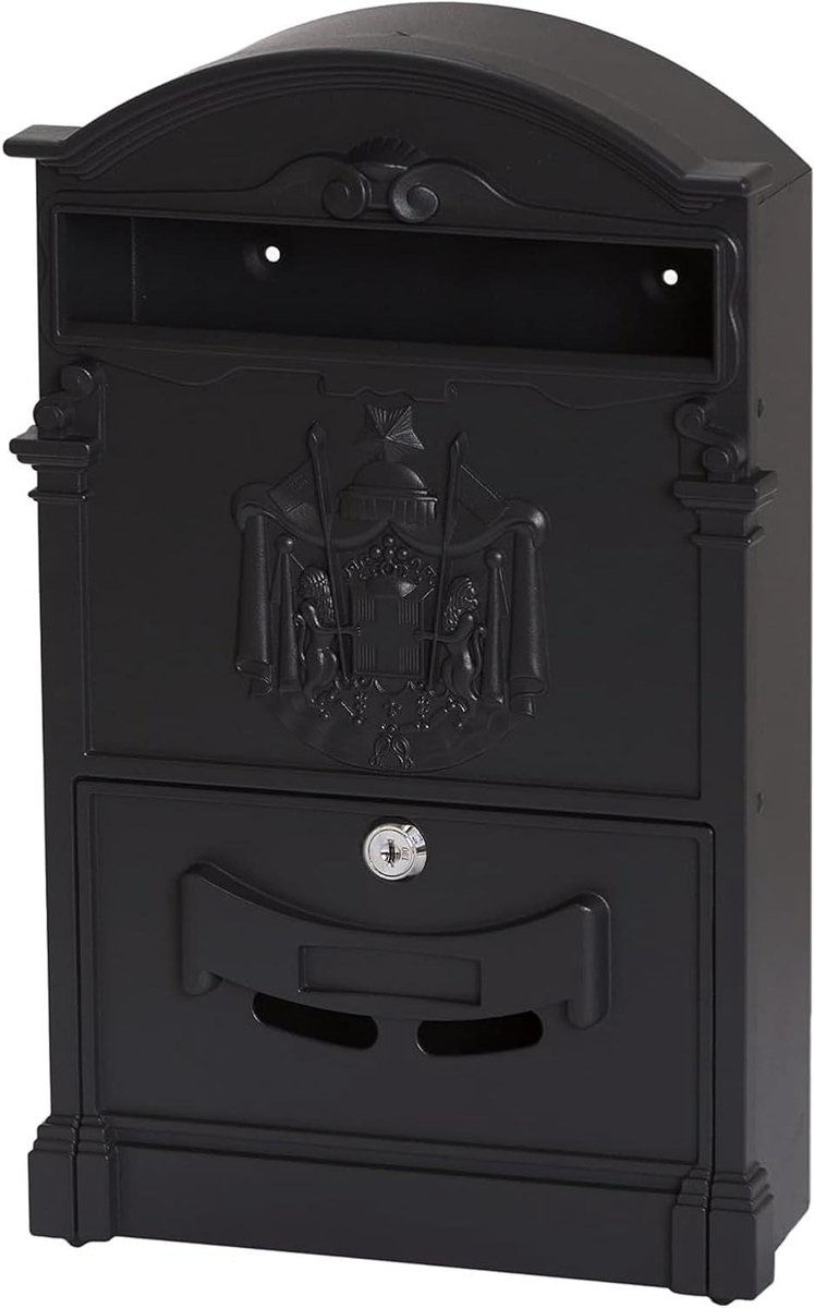 Brievenbus met krantenvak - Postkast muur - Post ontvangen - Met inspectievenster - 32 x 9 x 22 cm - Zwart