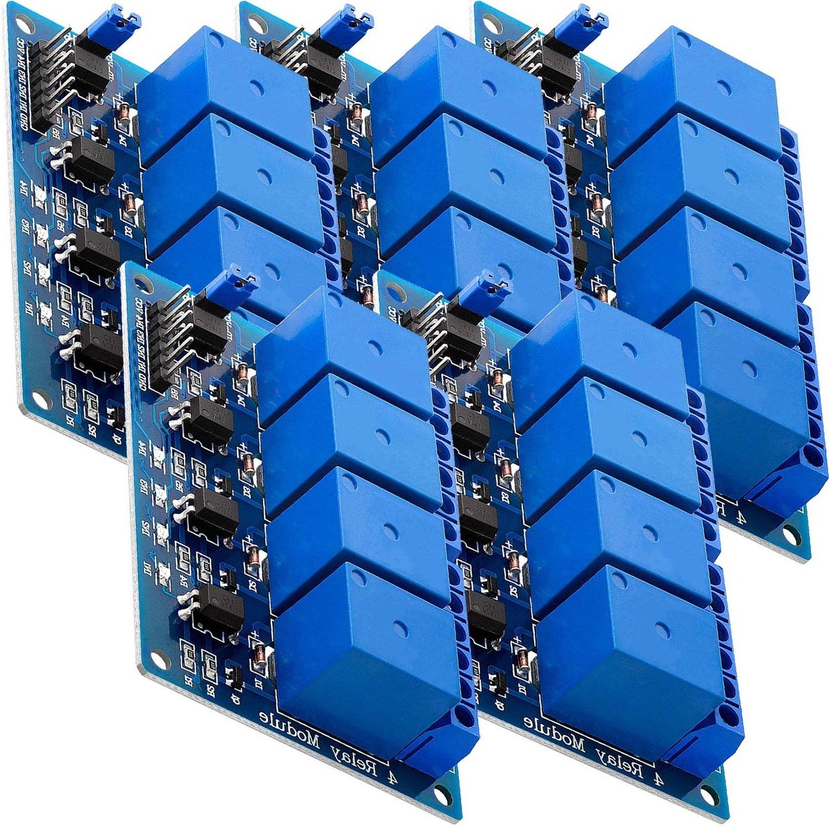 4-Kanaals Relais Module - Schakelmodule Optocoupler - Microcontroller Projecten - Low Level Trigger - 5V - Groen