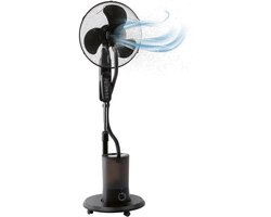 Ventilator met Luchtbevochtiger - Staande Ventilator - Kamertemperatuur Reguleren - Schakelbare Luchtbevochtiging - 70 m² - Zwart