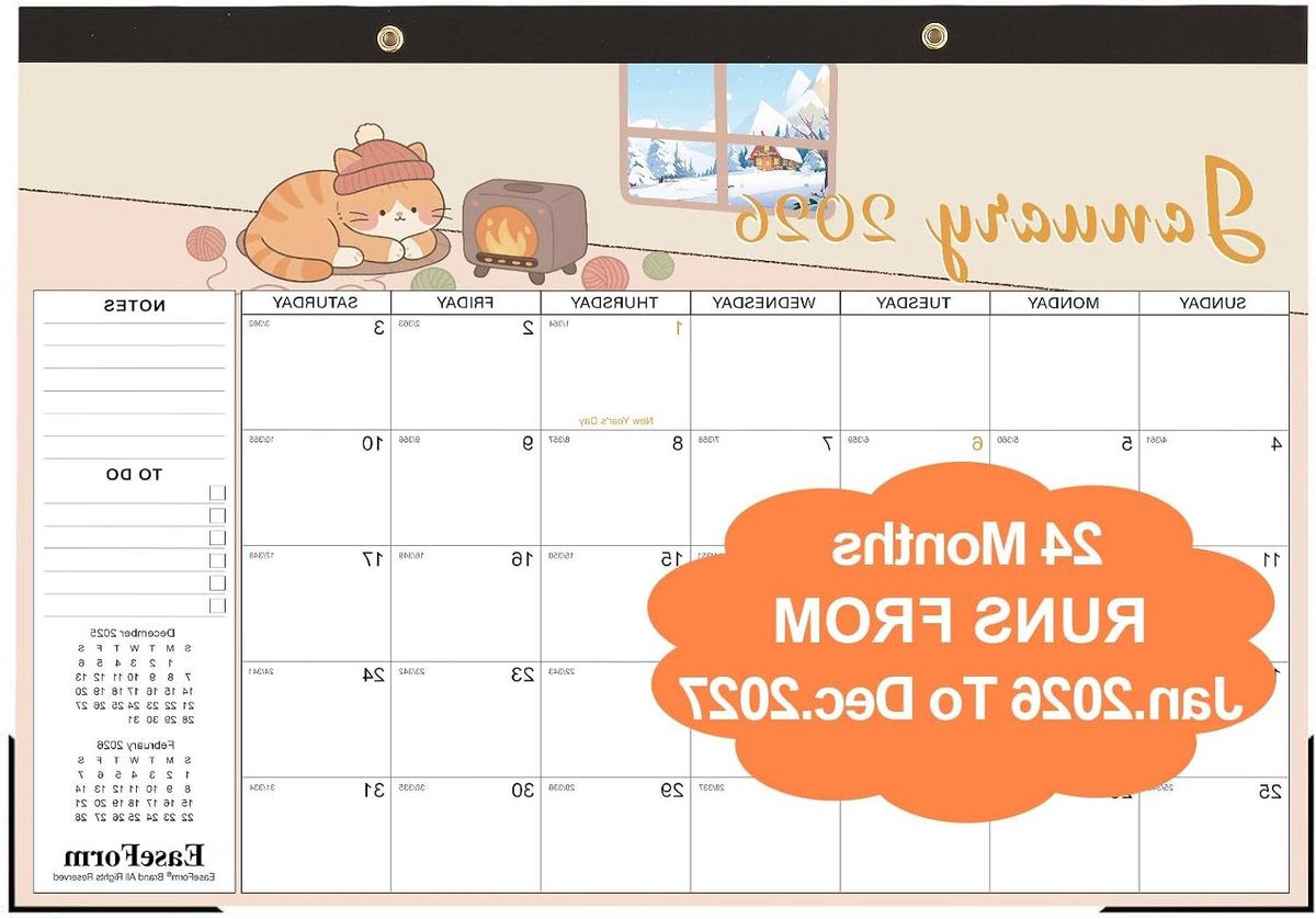 Bureaukalender 2026-2027 - Academische planner Jaarkalender - Planning van projecten - 24 unieke maandontwerpen - 17 x 12 Inch - DC-Huisdier