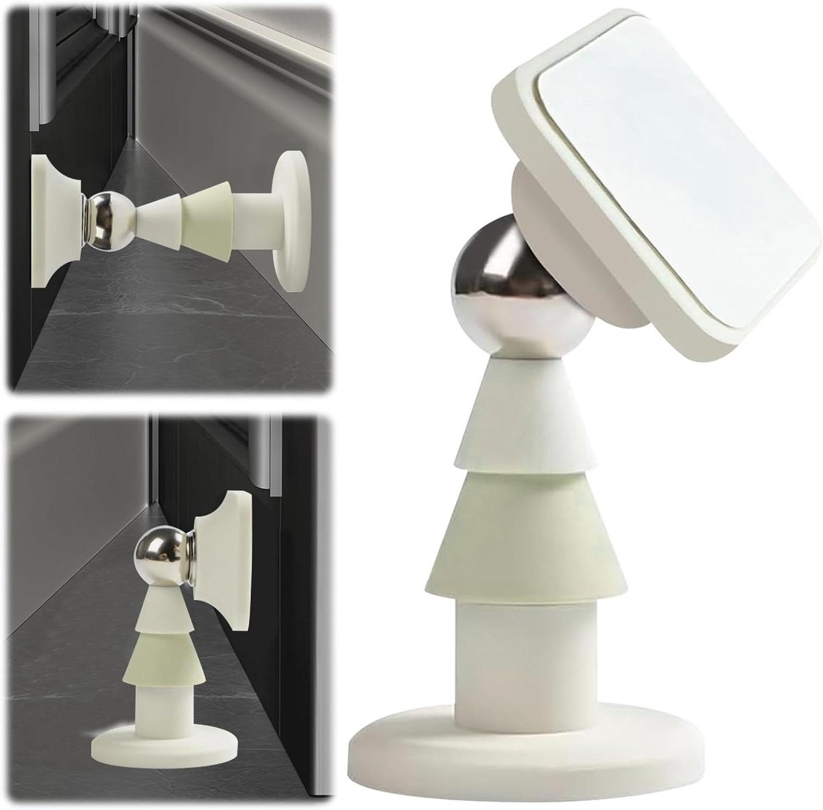 Magnetische Deurstopper - Deurhouder Deurgrendel - Deur Open Houden - Zelfklevend Zonder Boren - 9 x 5 cm - Ivoor