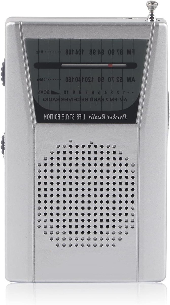 Draagbare Radio - Zaktransistor - Nieuws Luisteren - Ingebouwde Luidspreker - Compact Formaat - Zilver