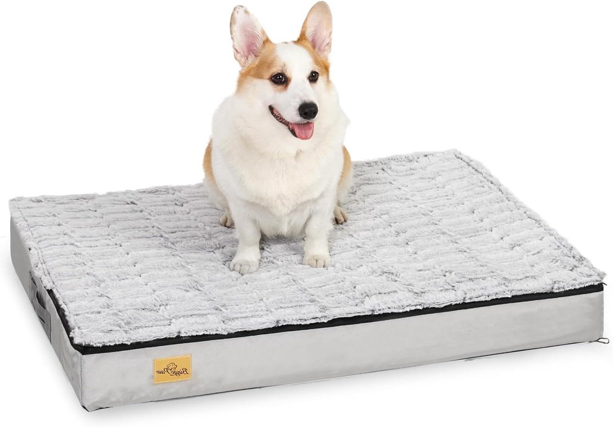 Orthopedisch Hondenbed - Traagschuim Kussen - Rustgevend Slapen - Waterdichte Voering - 95 x 70 cm - Grijs