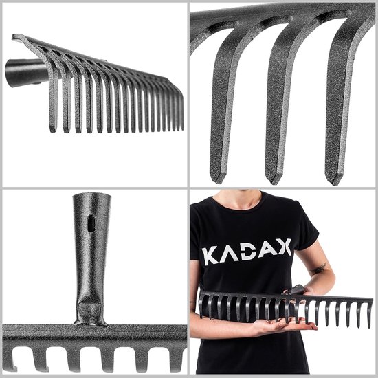 Tuinhark zonder steel - Gazonhark metaal - Tuinonderhoud - Robuust koolstofstaal - 18 tanden - Metaal — afbeelding 2