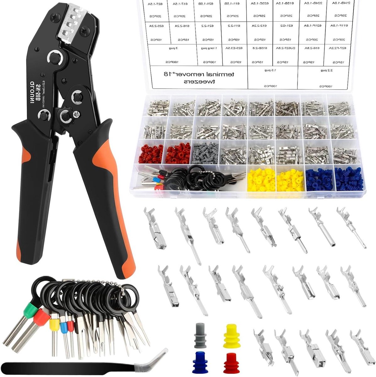 Krimptang Set - Connector Set - Elektrische Verbindingen Maken - Ratelmechanisme - 813 Stuks - Zilver