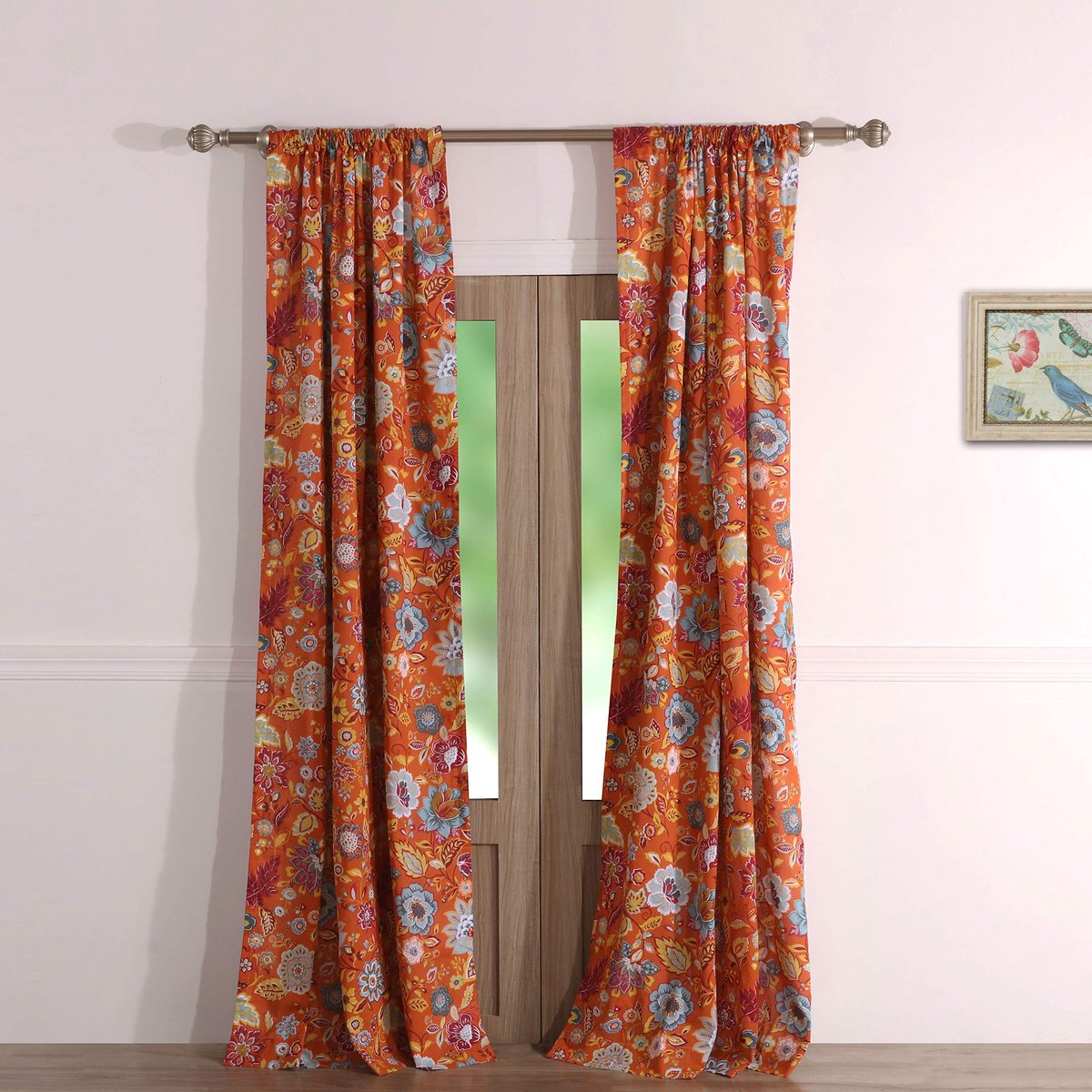 Home Astoria Halftransparante gordijnen, gevoerd, met gordijnhouders, 2 stuks, 100% geborsteld microvezel-polyester, specerijen, 107 cm B x 160 cm L (Pack van 2)