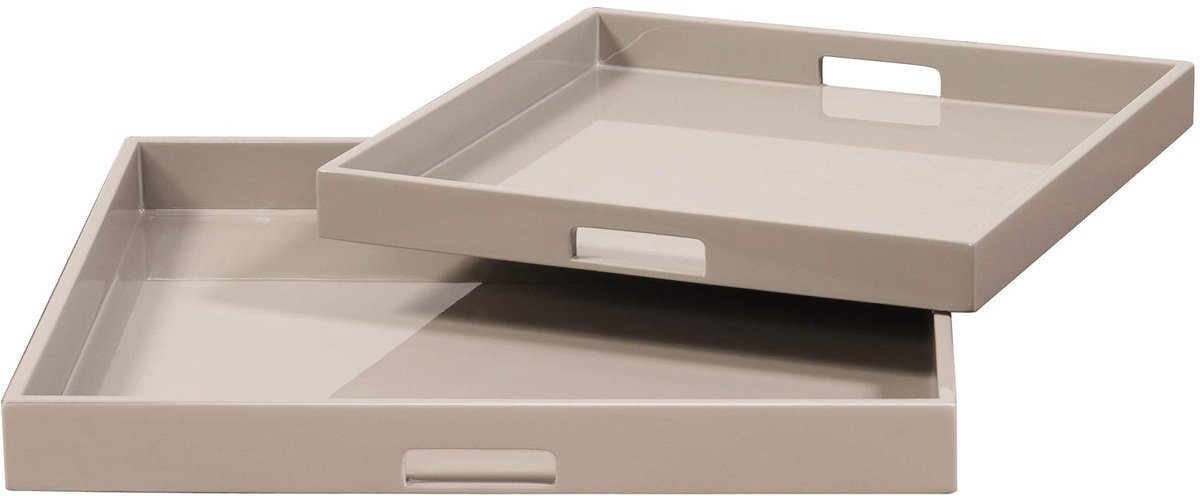 Elliott 83025 Lak Vierkante Houten Dienblad Set, Taupe