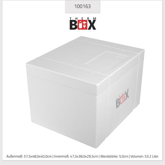 Thermobox Piepschuim - Koelbox Warmhoudbox - Voedsel Transport - Lichtgewicht Isolatie - 57.5x48x40cm - Wit — afbeelding 2