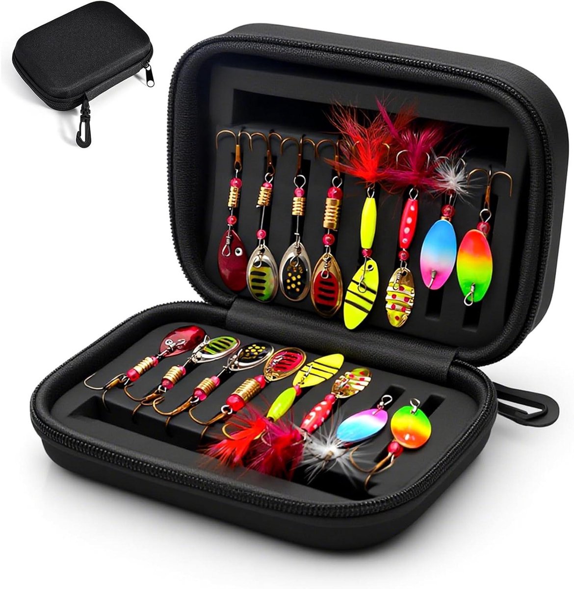 Trout Spoon Set - Spinner Lures - Vissen Op Roofvis - UV Actieve Kleuren - 16 Stuks - Gekleurd