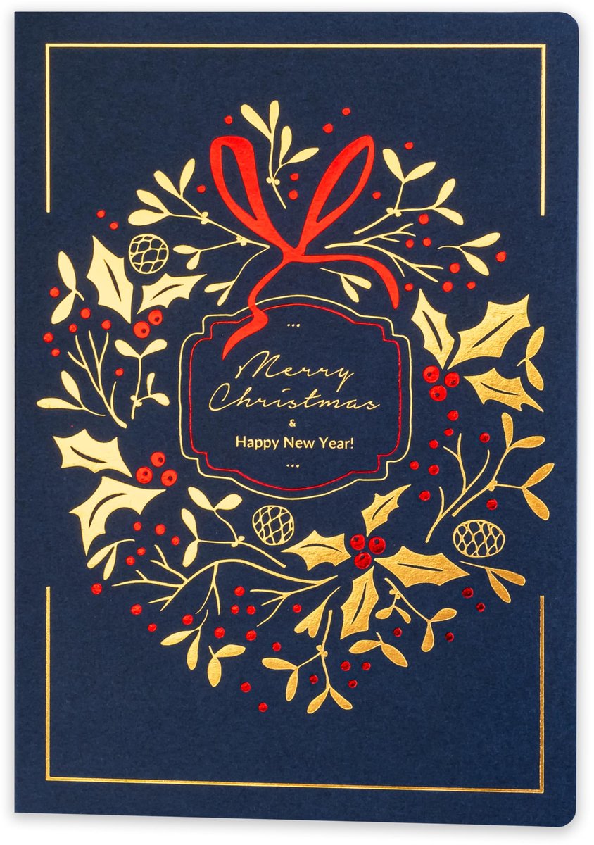 Kerstkaarten – set van 10 identieke kaarten, 120 x 170 mm, verguld en geperst kerstmotieven – gemaakt van sierpapier met inzetstukken en enveloppen, medium