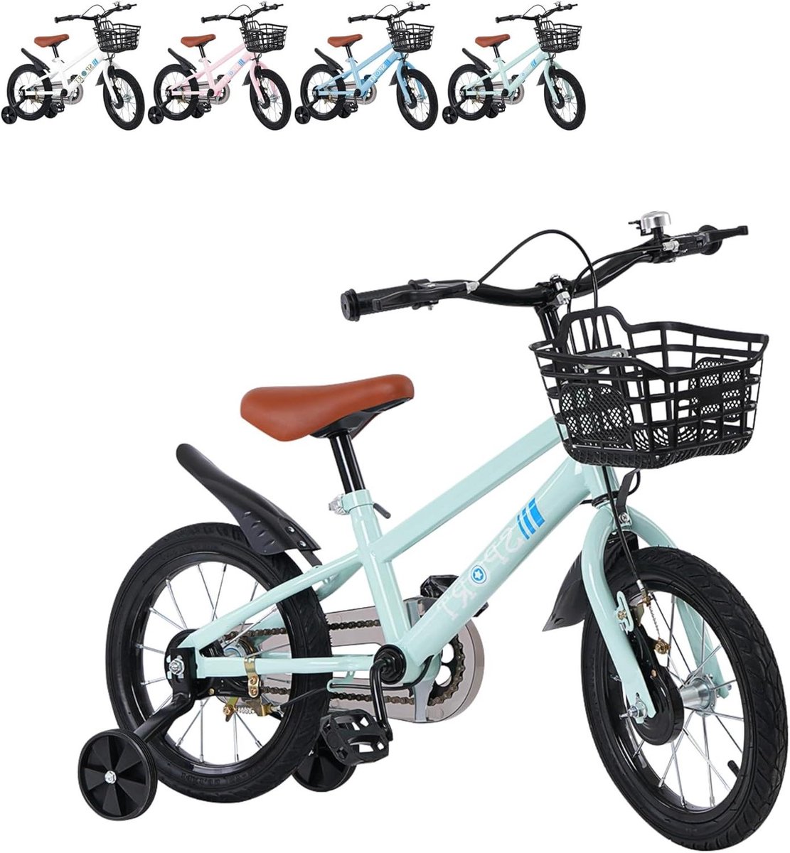 Kinderfiets - Loopfiets met trappers - Leren fietsen - Veilige remmen - 14 inch - Azure