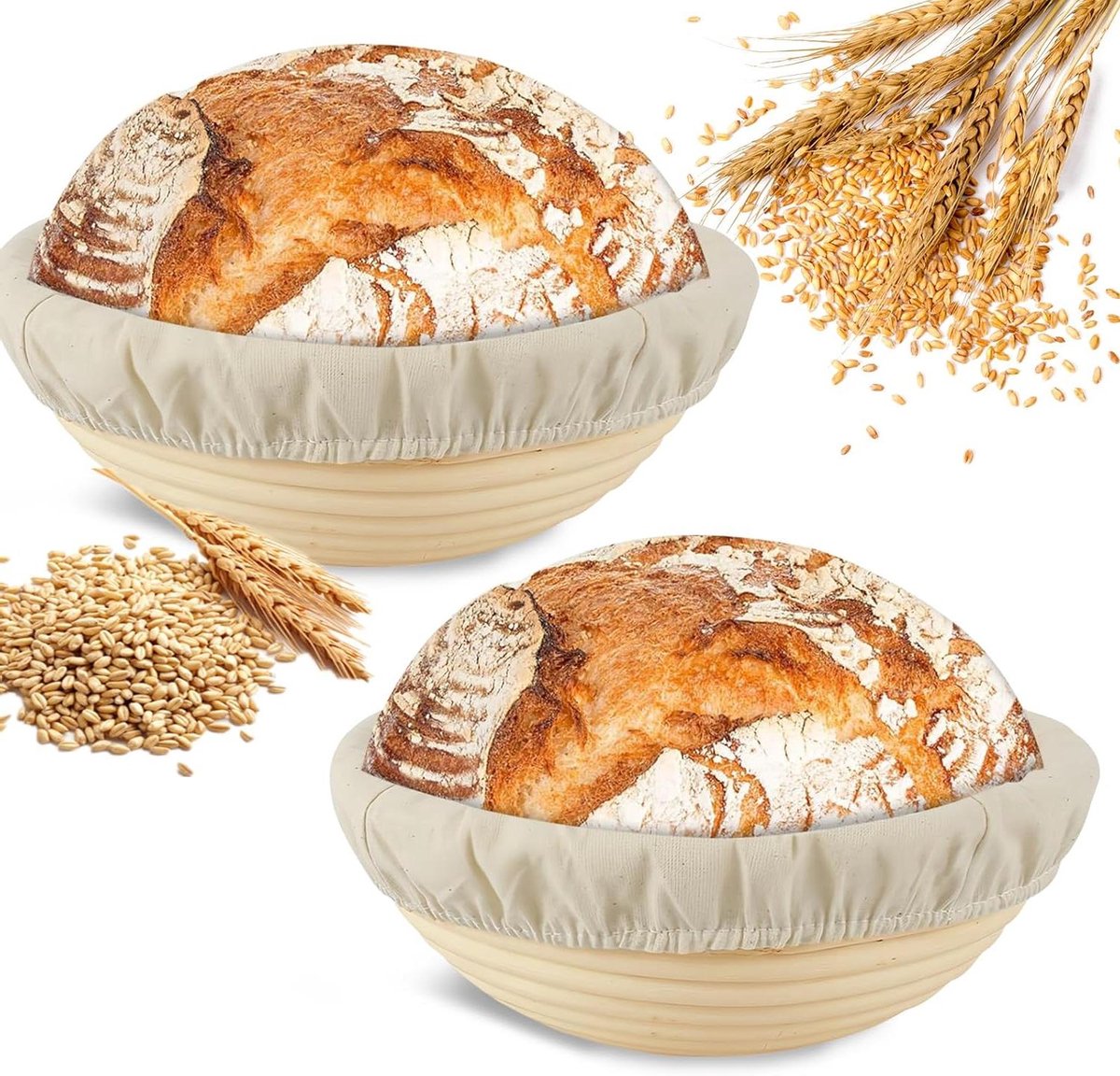 Gaarmandjes Brood - Rijsmand Rotan - Brood Bakken - Handgemaakt Patroon - 25 x 8 cm - Natuurlijk