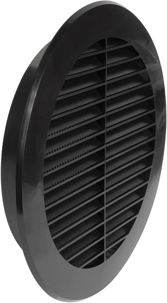 Ventilatierooster Rond - Luchtrooster Afdekking - Luchtstroom Verbeteren - Met Ingebouwd Gaas - 150 mm - Zwart