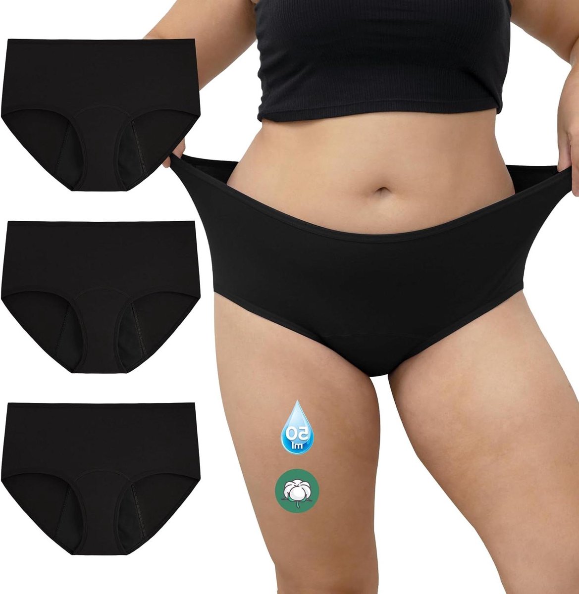 Menstruatie Ondergoed - Inlegkruisjes Slip - Bescherming Dagenlang - Absorberend Katoen - 50ml Capaciteit - Niet Gespecificeerd