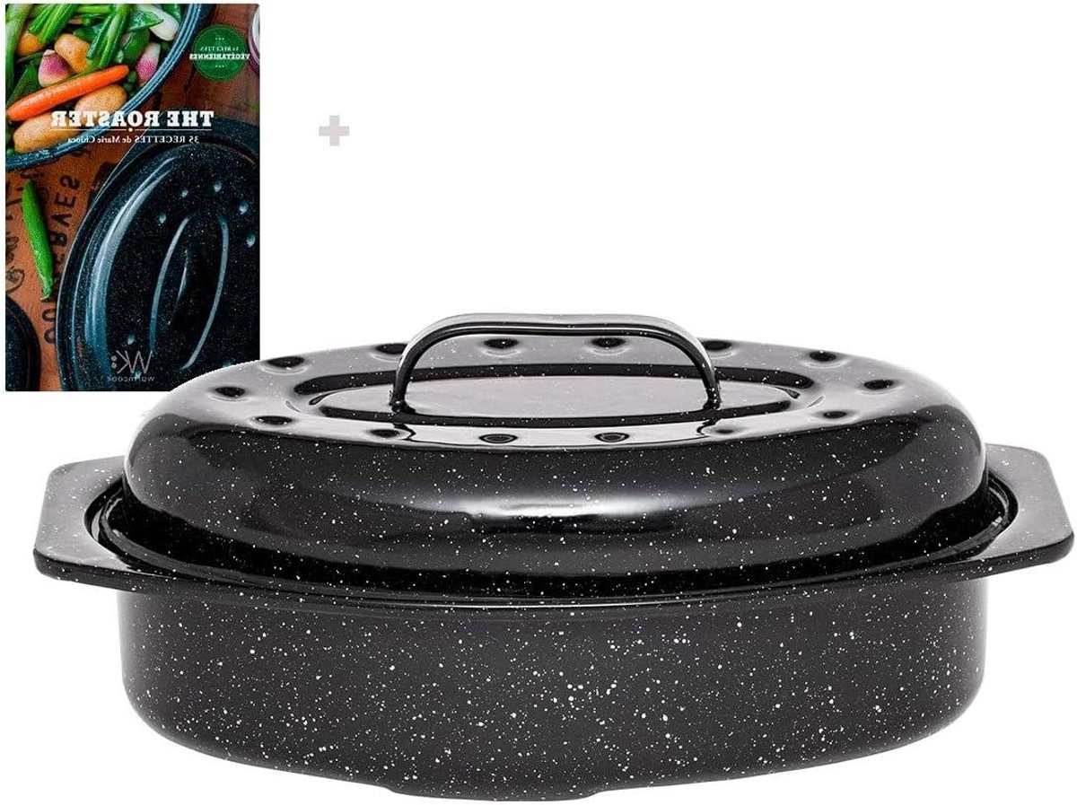 Roaster Braadpan Stoofpan Ovenschaal Oven Koken Geëmailleerd Staal 33 x 20 x 13 cm Zwart