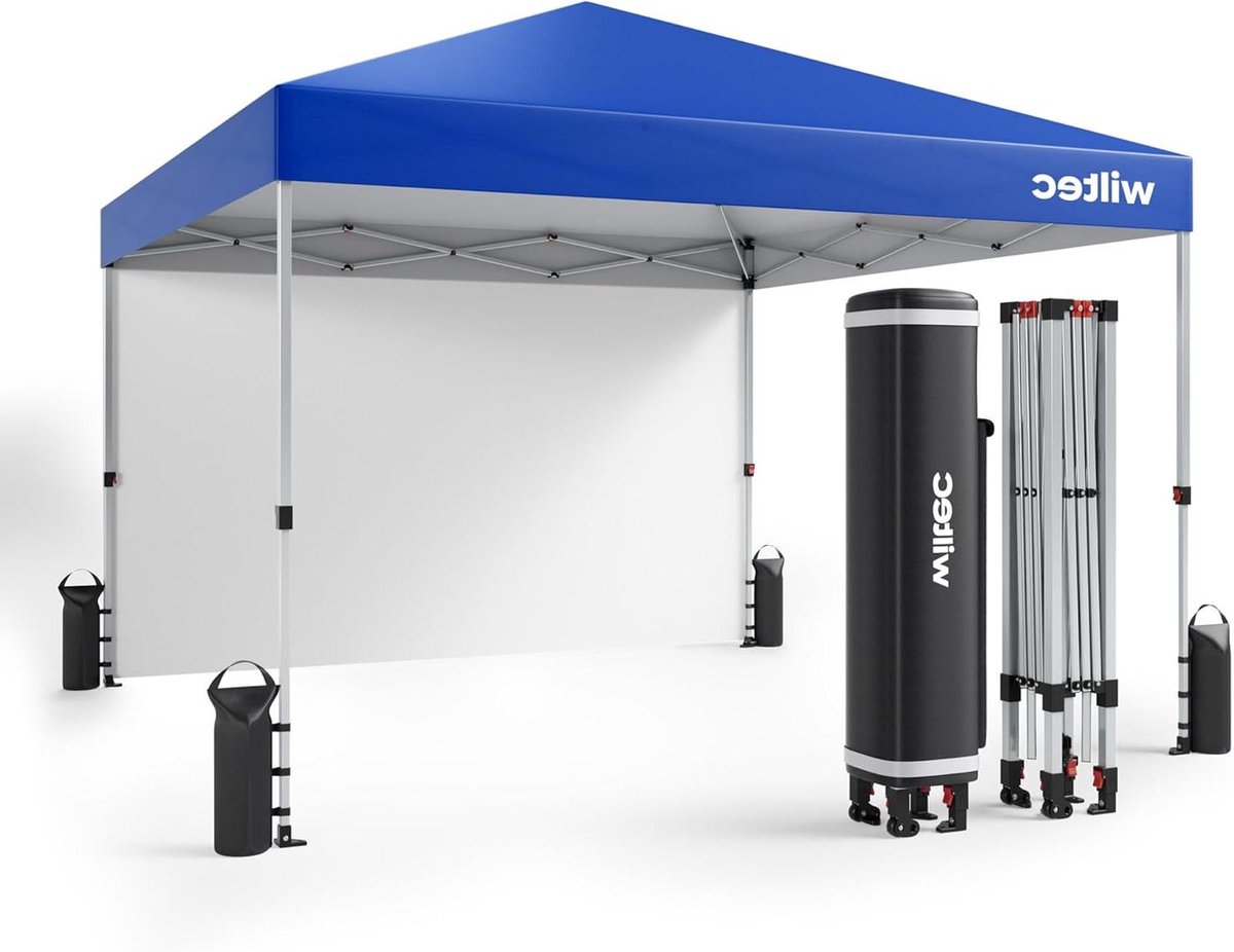 Partytent Blauw - Feesttent Tuinpaviljoen - Feestjes Organiseren - Centrale Vergrendeling - 3 x 3 m - Blauw