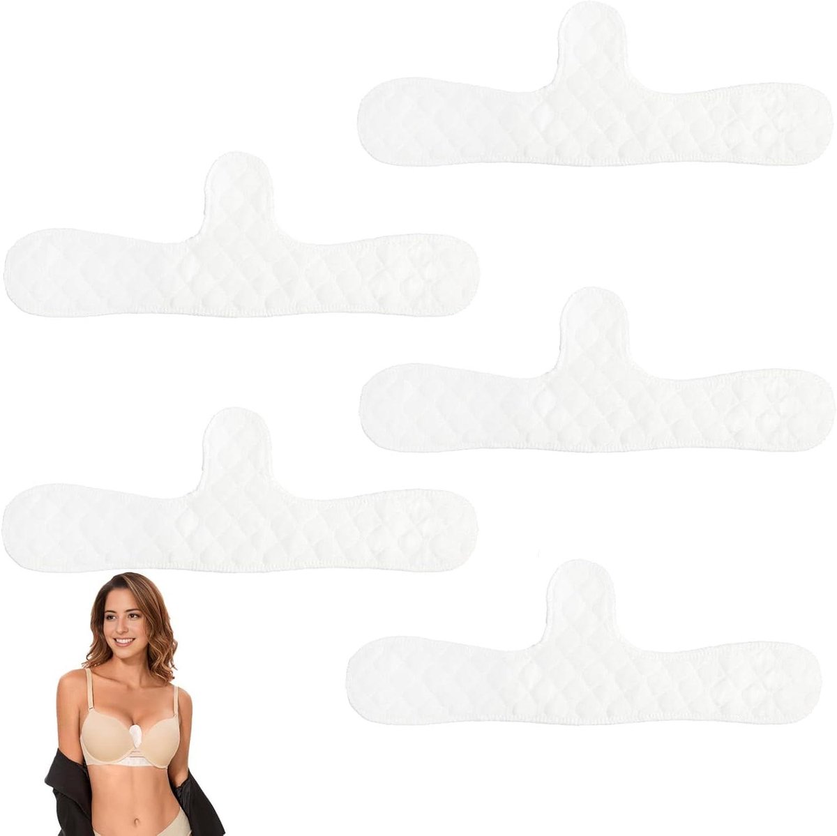 Herbruikbare BH Inlegkruisjes - Borst Pads - Fris Blijven - Zeer Absorberend - 5 Stuks - Wit