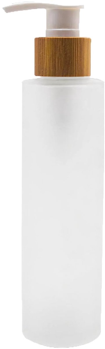 1 STUK 150ml/5oz lege hervulbare matglas pomp drukknop fles lotion dispenser make-up container potje met bamboe dop voor emulsie essence serum