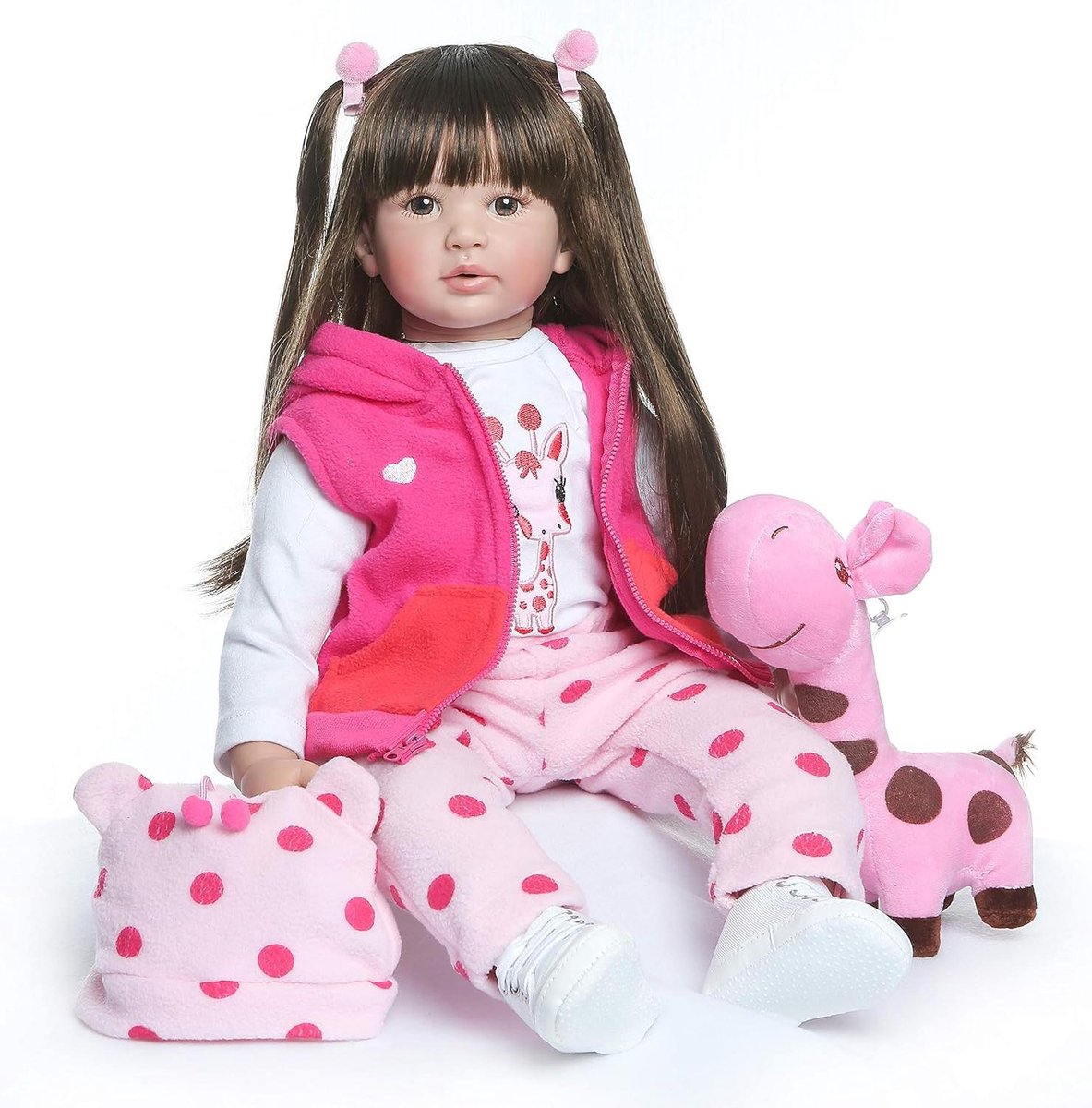 Reborn Peuter Poppen - Babypop Meisje - Spelen en Knuffelen - Realistisch Uiterlijk - 60 cm - Blauw