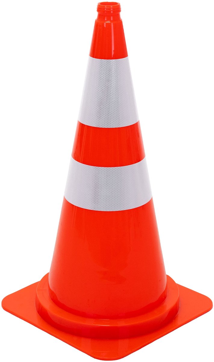 ECD Germany | Grote pylonen met 2 reflecterende strepen, 75 cm, van PE, oranje, verkeerskegels, geleidingskegels, waarschuwingskegels, verkeersgeleidingskegels, verkeerskegeltjes