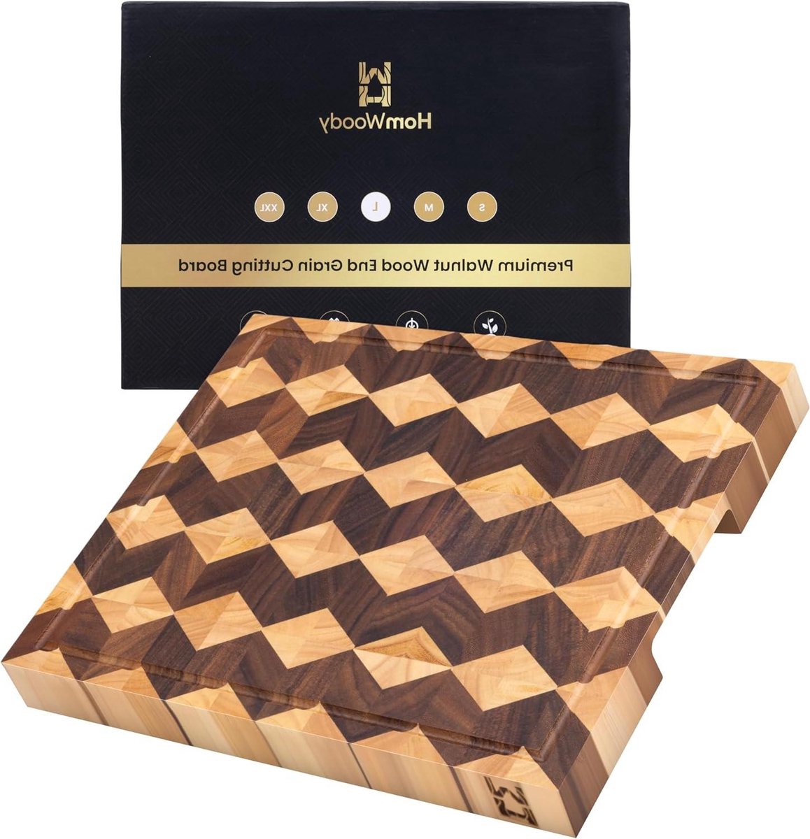 Snijplank Walnoot Hout - Hakplank Kaasplank - Keuken Voorbereiding - End Grain Ontwerp - 38x28x2.5 cm - Natuurlijk Hout — cadeau in Kookcadeaus - foto 8