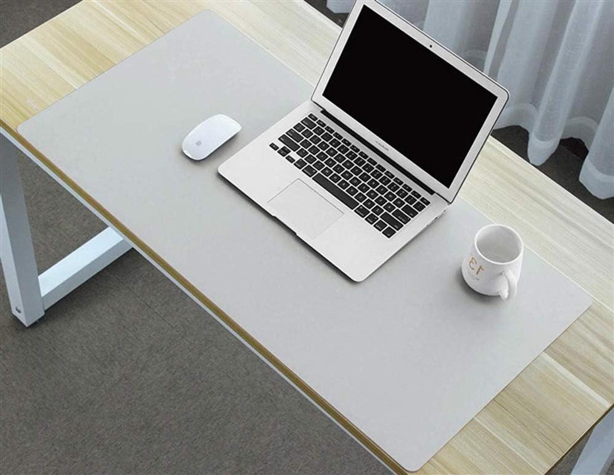 Bureauonderlegger Leer - Bureau Pad - Bureau Organiseren - Dubbelzijdig Antislip - 100x60cm - Lichtgrijs