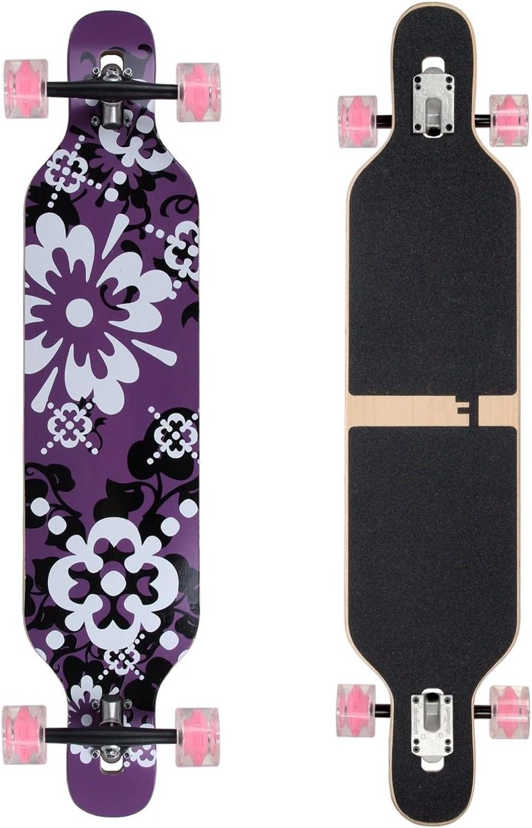 Longboard Camber Cruiserboard Skateboard Cruisen en Slides Symmetrisch Camber Design 106 cm Multikleur