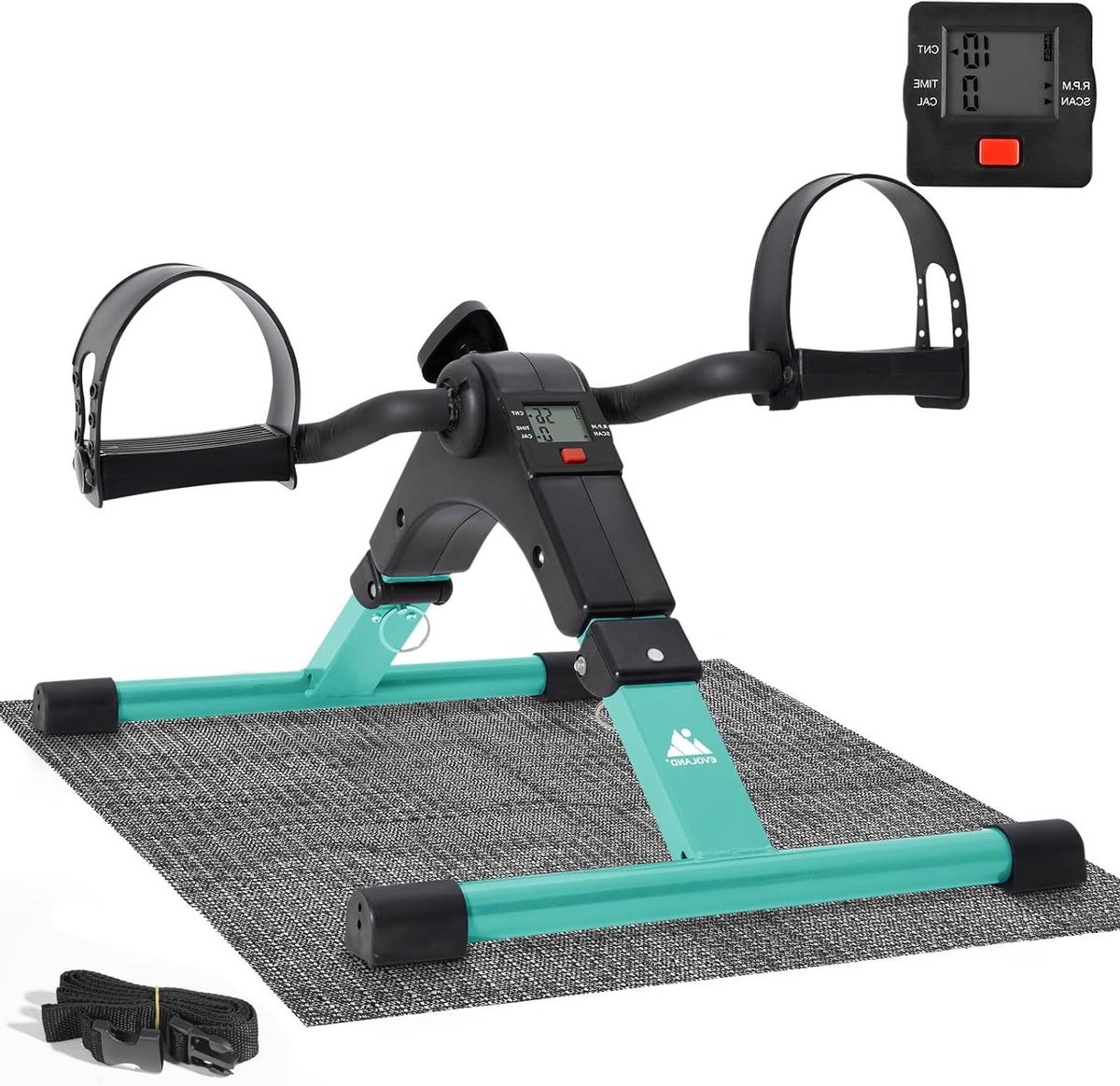 Pedaaloefenaar - Mini Hometrainer - Zittend Fitness - Opvouwbaar - 25 Kilogram - Turkoois