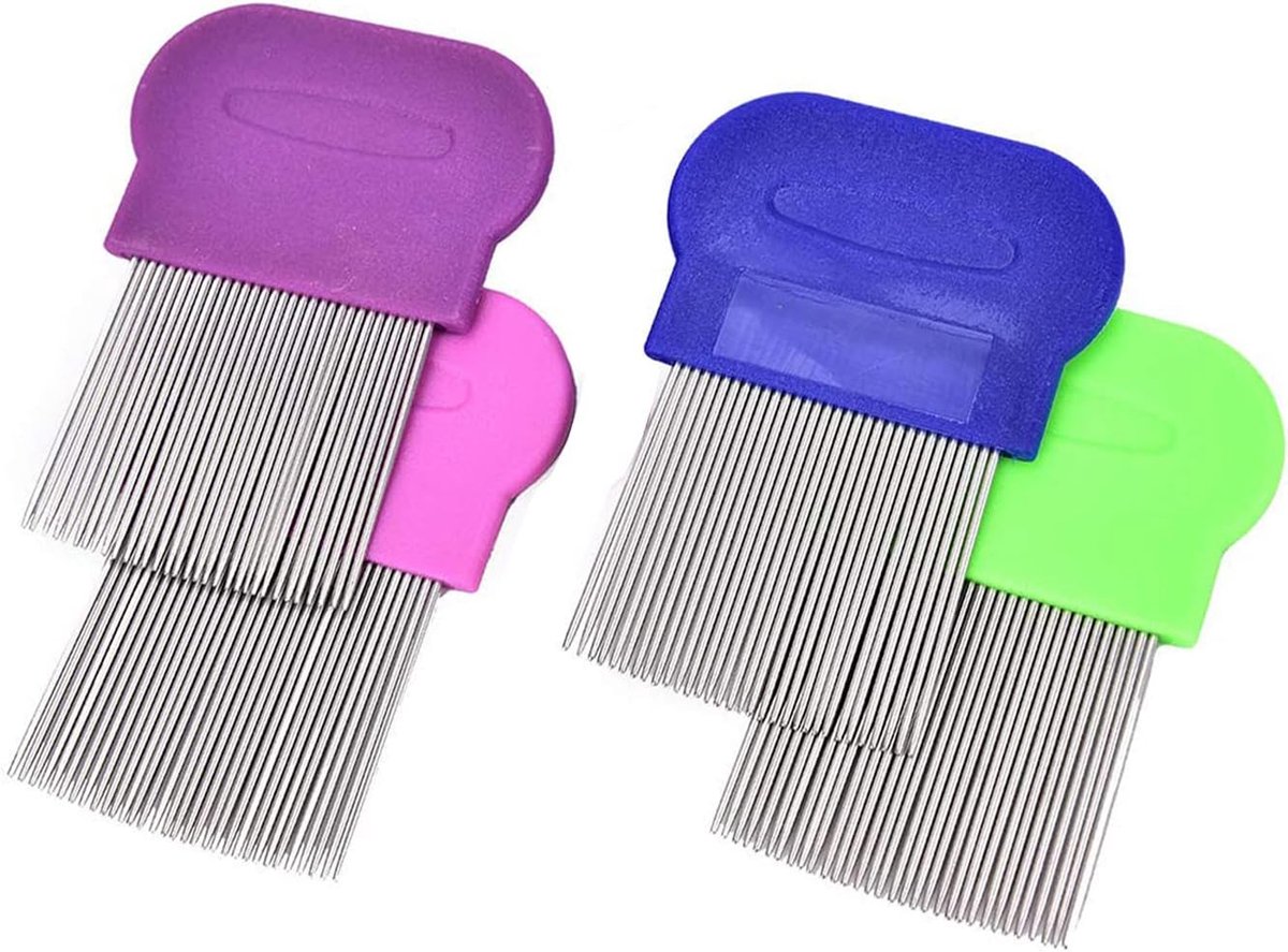 Luizenkam - Netenkam - Hoofdluis kam - Lice comb - Ontluizingskam - Voor kinderen en huisdieren - RVS - 1 stuk - Willekeurige kleur - Jonyx