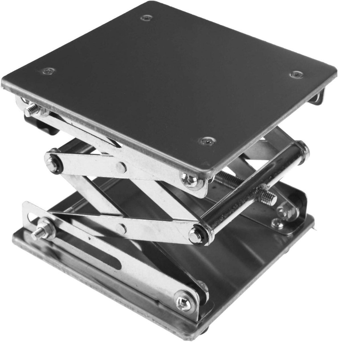 Hefplatform Standaardrek - Schaar Lift - Laboratorium Experimenten - Roestvrij Staal - 15x15cm - Zilver