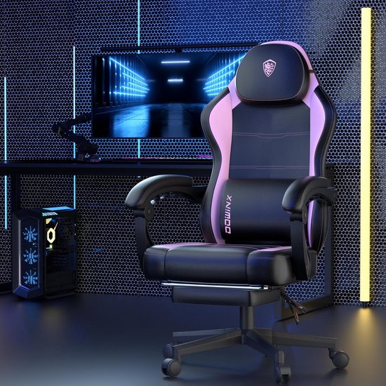 Gamingstoel - Gamerstoel bureaustoel - Comfortabel gamen werken - Met massage voetensteun - Tot 150 kg - Roze — afbeelding 2