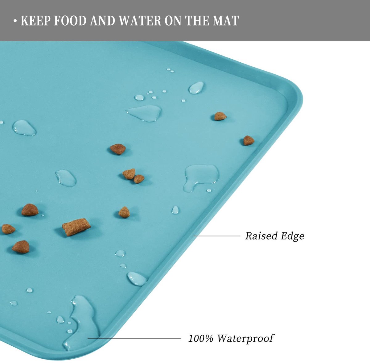 Waterdichte voedingsmat voor huisdieren, antislip siliconen placemats voor honden- en kattenvoer en waterbak, hoog opstaande randen om morsen te voorkomen en vloeren te beschermen